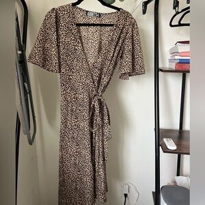 Cheetah Print Midi Wrap Dress